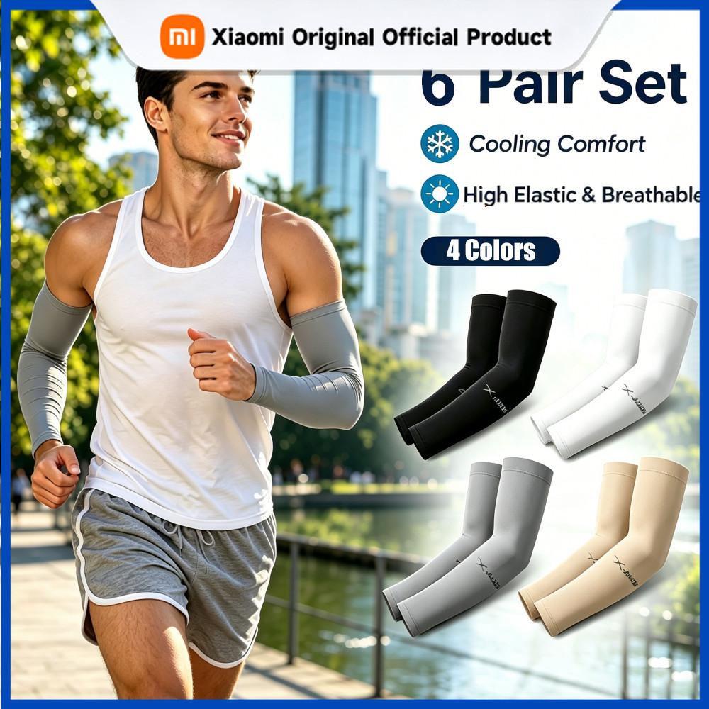 Xiaomi 6 Pairs Summer Cooling Arm Sleeves, High Elastic, Breathable & Ultra-Thin, Quick Dry Sleeves for Outdoor Sports, Unisex