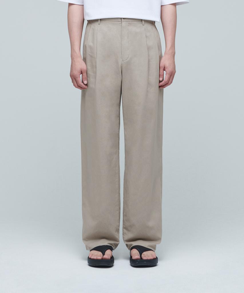 MUSINSA STANDARD Cotton Linen Two-Tuck Wide Pants [Beige]