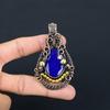 Кулон с синим сапфиром, Кулон с драгоценным камнем ручной работы, Кулон, обернутый медной проволокой 999 пробы, Антикварное украшение, Для подарка на помолвку