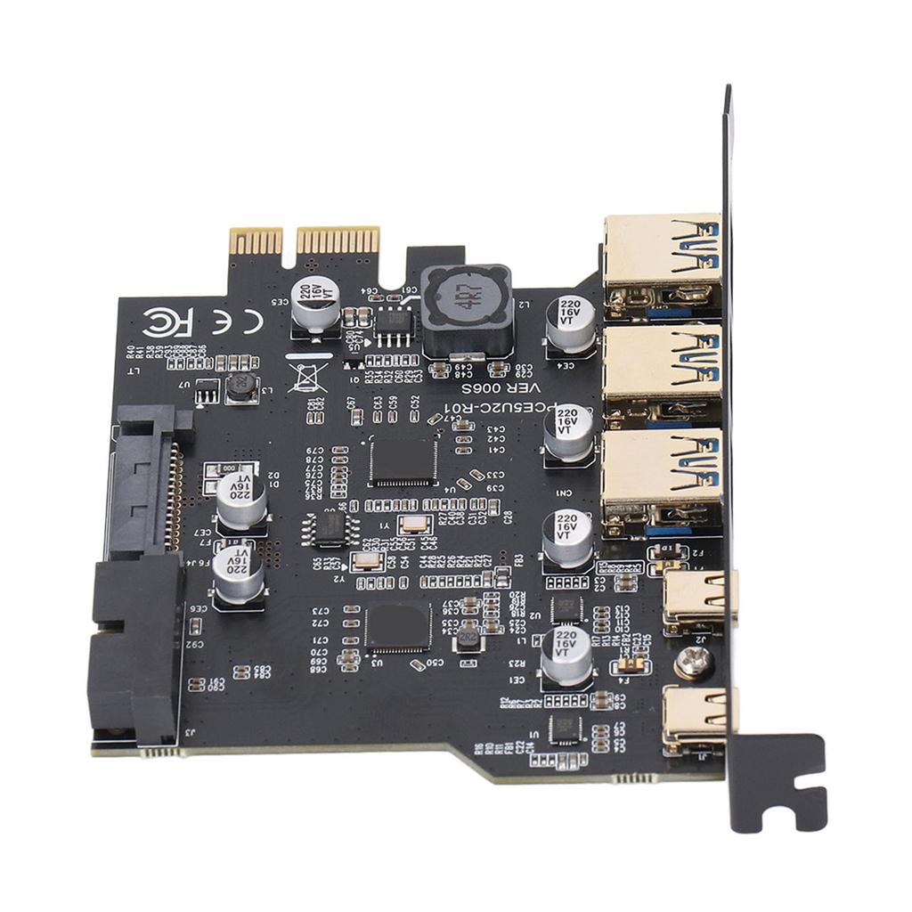 PCIe To USB 3.2 Gen 2 Expansion Card 20Gbps 5-Port PCI Express A for Desktop PC with USB Type A/C Ports