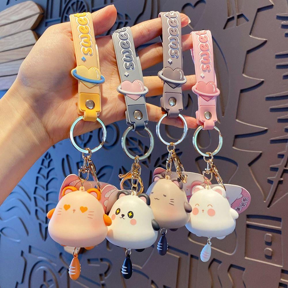 Decoration Cute Cat Keyring Double-Sided Hamster Pendant Siamese Cat Keychain  Men Women