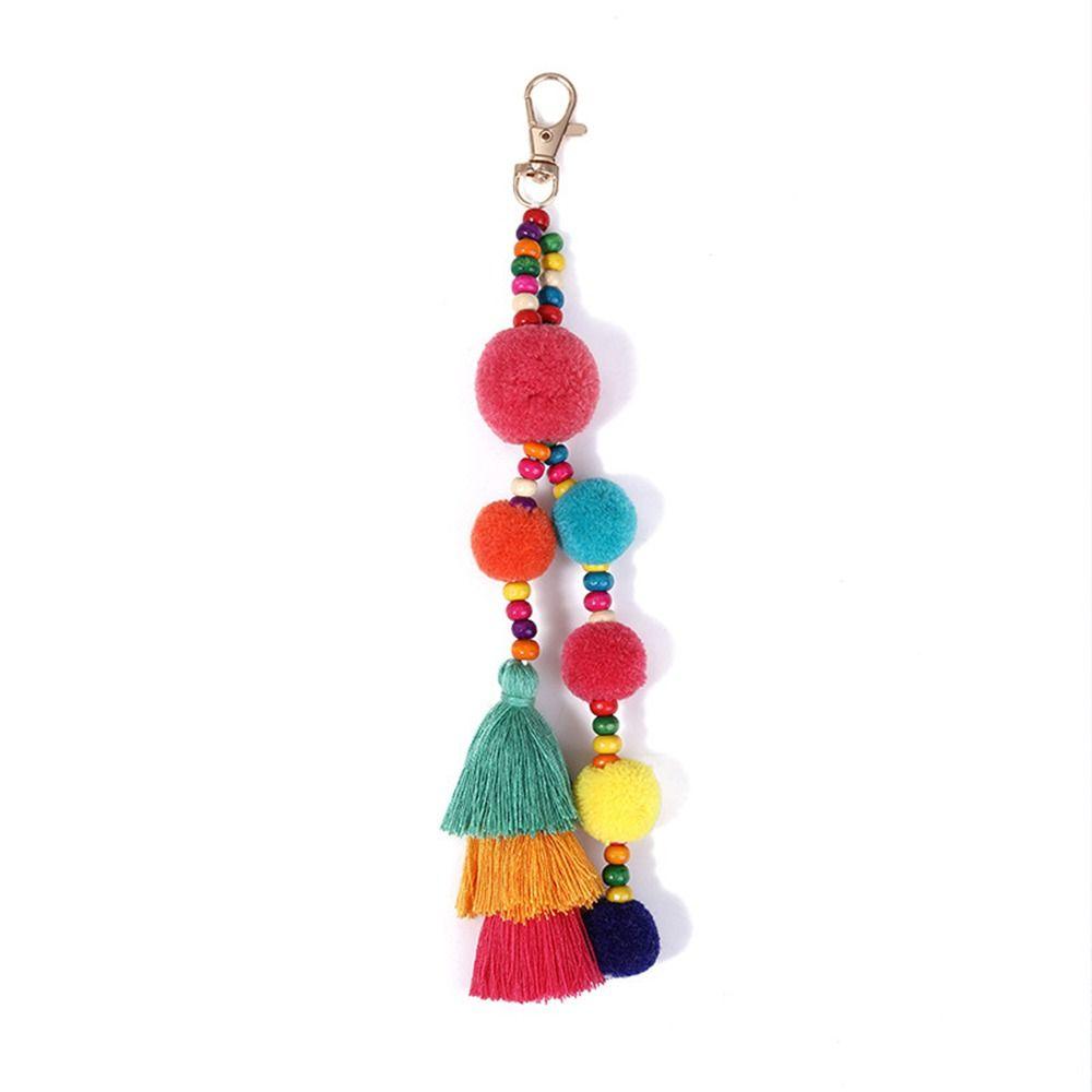 Fluffy Fashion Jewelry Womens Keychain Keyring Bag Pendant Pompom Ball Pendant