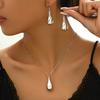 1 Set of Vintage Luxury Silver Teardrop Earrings and Necklace Set, Zinc Alloy, Suitable for Daily Wear and Gifts In All Seasons, No Holiday Theme