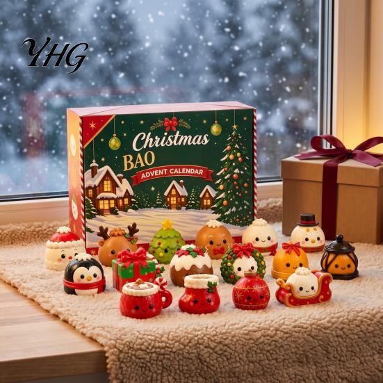 Stress Relief Fidgets Christmas Squeeze Advent Calendar 2026, 24 Days Dumpling Fidget Toys Countdown Desktop Relaxation Calendar, Soft Sensory