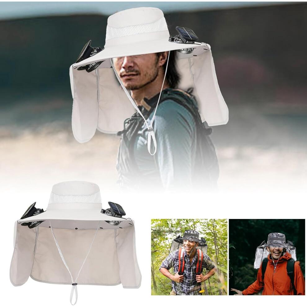 (Army Green 03) Wide Brim Solar Fan Hat, Fishing Hat with Fans, Sun Hats with 2 Solar Fans, Lightweight & Breathable Men's Sun Hat for Summer Outdoor