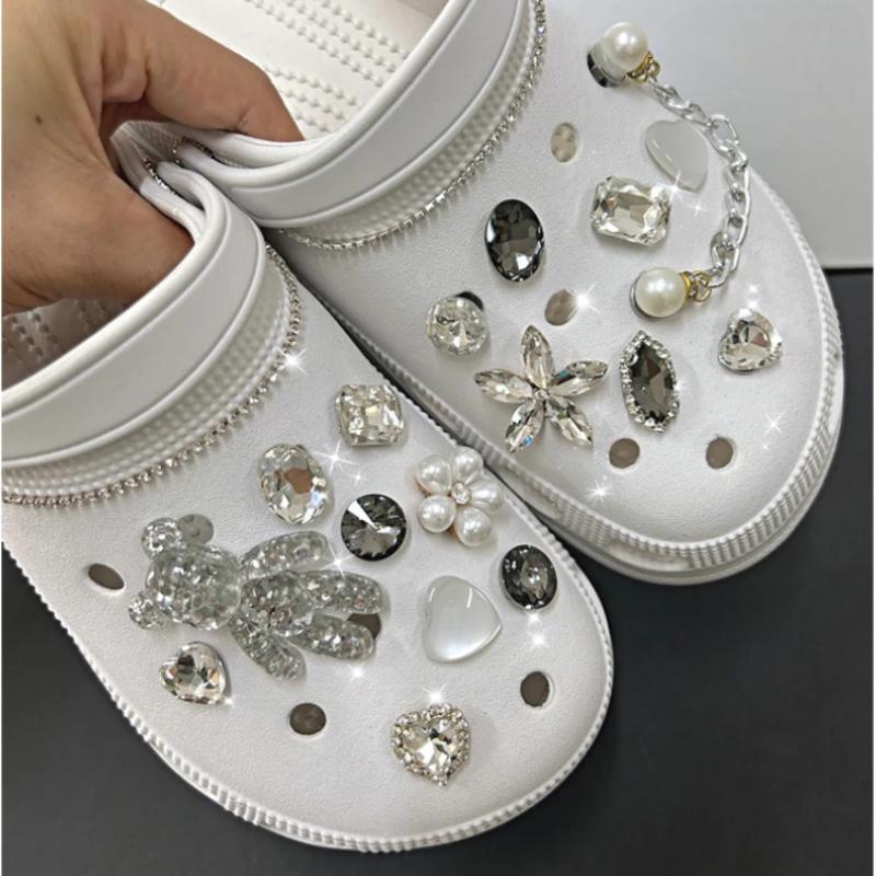 Shoe Charm DIY Pins Black 3D Butterfly Rose Decoration Buckle for Hole Shoes Charms Set Accessories Kids Boy Girls Gift