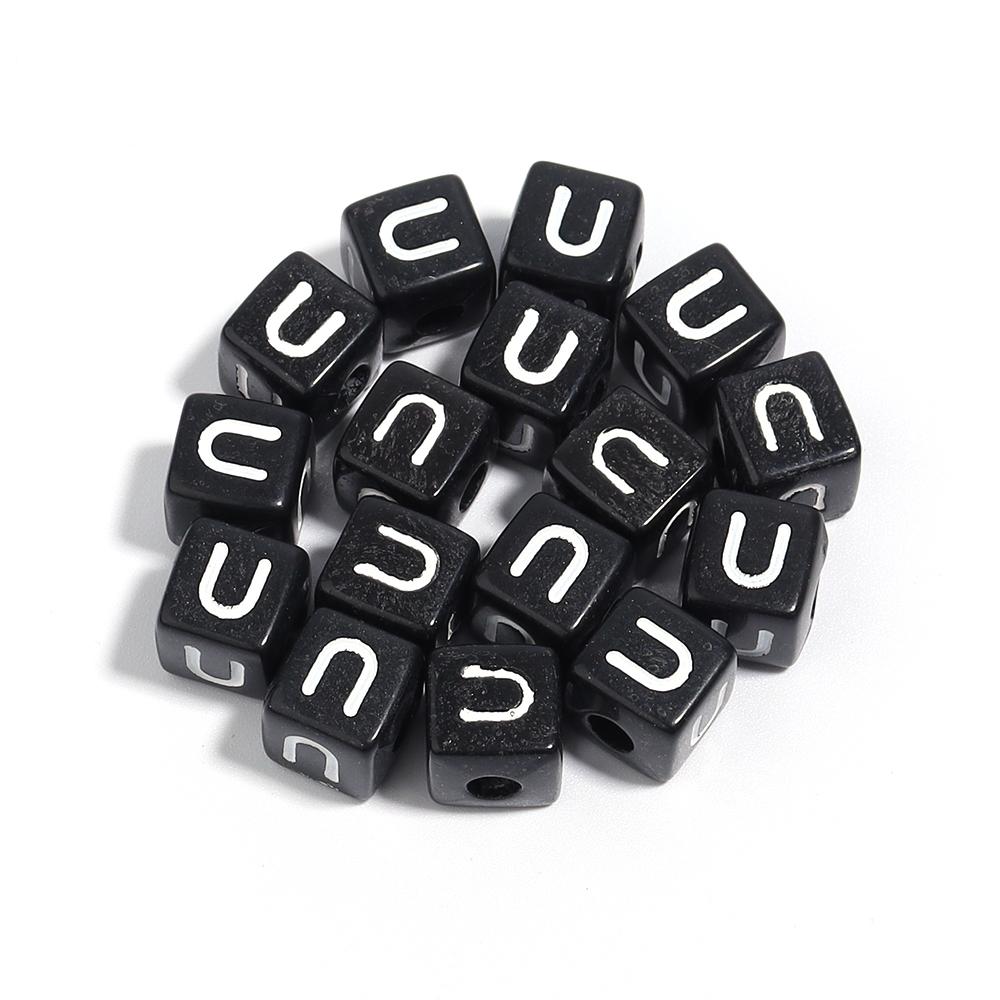 50-100pcs Black Acrylic Letter Beads A-Z Alphabet Beads Cube Spacer Beads For DIY Bracelet Necklace Jewelry Making Accessories