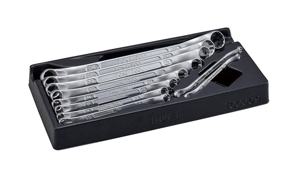 Набор рожковых гаечных ключей TONE для механика, 10 штук (45° 10°) M44100C,