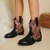 2024 High Quality Shoes for Women Sleeve Women's Boots Autumn Round Toe Snake Pattern Mixed Colors Short Barrel Large Size Boots