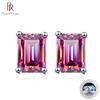 Moissanite D Color 1ct/2ct/4ct One Pair Emerald Cut 925 Sterling Silver Stud Earrings For Woman Pt950 Platinum Plated