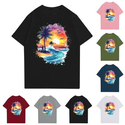 Женская повседневная футболка с круглым вырезом и короткими рукавами с принтом