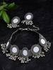 Women Latest Stylish Fancy Oxidised Silver Tribal Choker Necklace With Earrings Jewellery Set