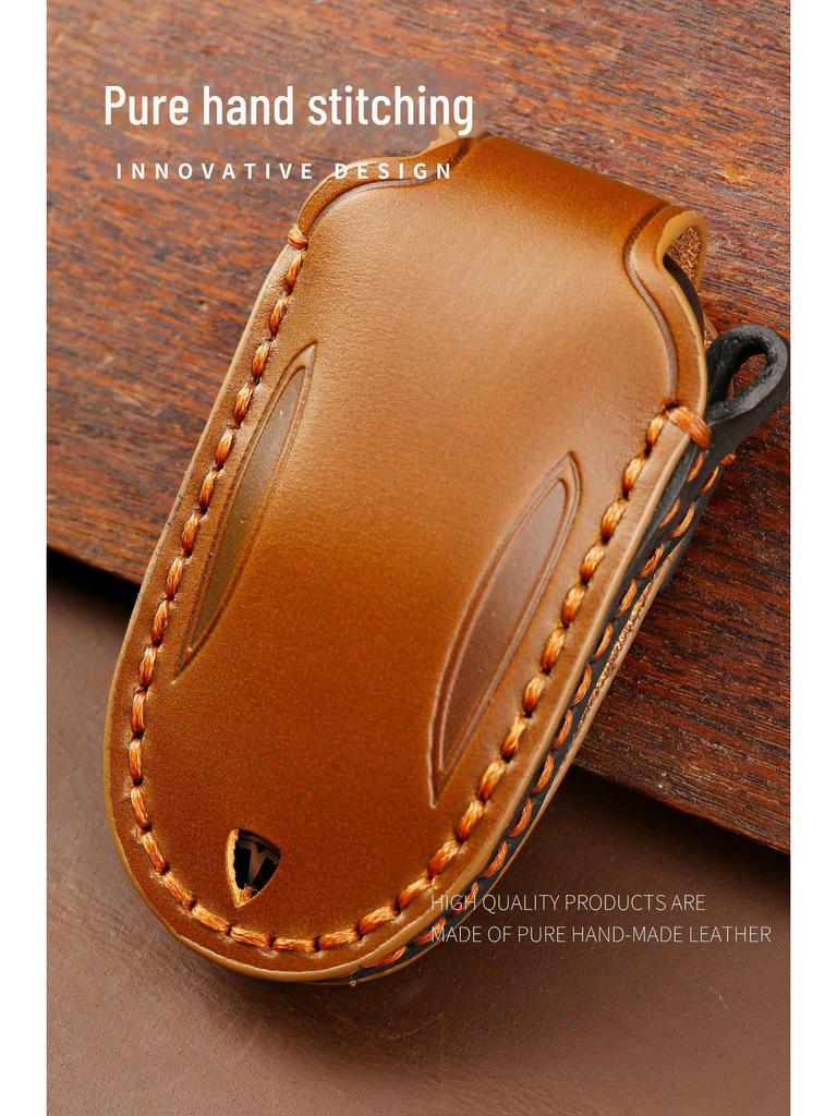 Роскошный текстурированный кожаный чехол для ключа Tesla - стильная защита ручной работы