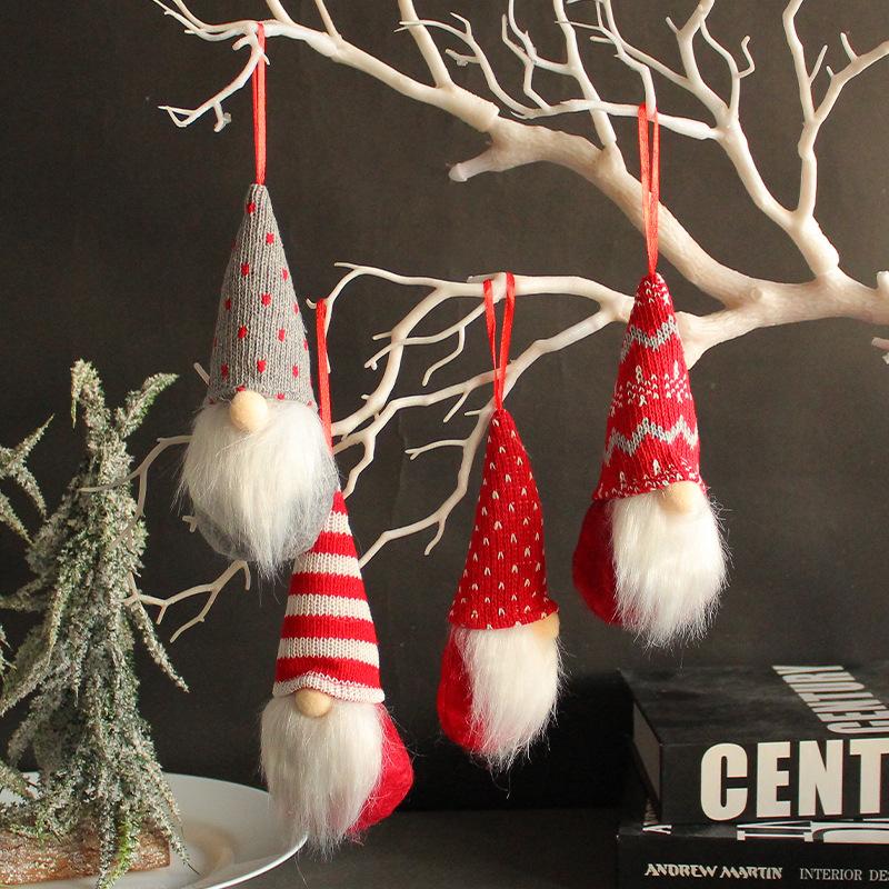 Рождественские украшения, вязаная шерстяная кукла «Лесной человек», маленькая подвеска, безликая кукла, украшение на рождественскую елку, подвеска