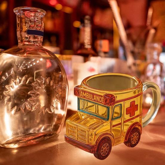 Кружка стеклянная в форме школьного автобуса Yousheng 10 унций, новинка, чашка для питья для детей, коллекционеров, забавный контейнер для напитков на автомобильную тематику