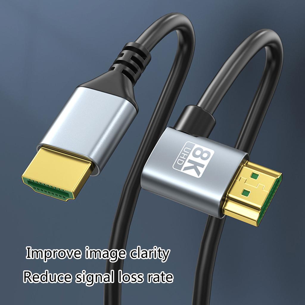 HDMI2.1 8K 60Hz Video Cord with 90 Degree Elbow Optional for Projector Monitor TV Aluminum Shell For Long Time Use