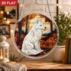 2D Flat, Suitable for Mom Suitable for Wife Suitable for Sister White Wolf Acrylic Puzzle Suncatcher - 2D Flat Wolf Hanging Ornament And Tabletop Deco
