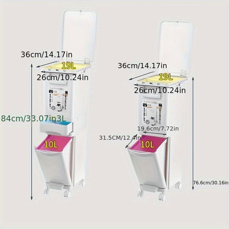 29 л/32 л Большое мусорное ведро с двумя отделениями, ножная педаль, прочный пластиковый контейнер, разделение сухого/влажного, надежная крышка, управление кухонными отходами