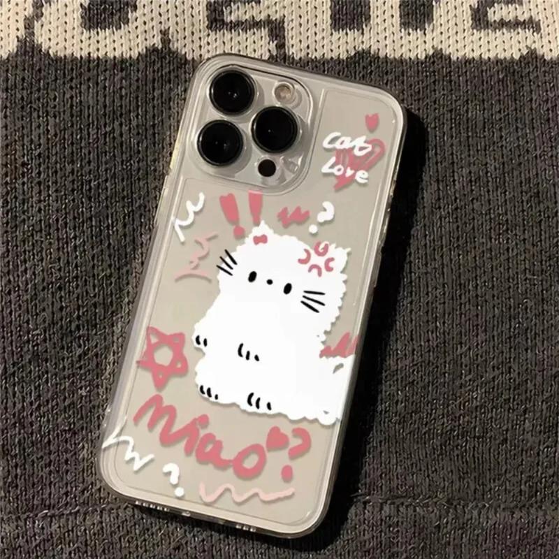 Милый мультяшный чехол для телефона с парой кошек и собак для iPhone 17 16 15 11 12 14 13 Pro Max Mini XS XR 7 Plus 17E Air Ударопрочный чехол Fundas