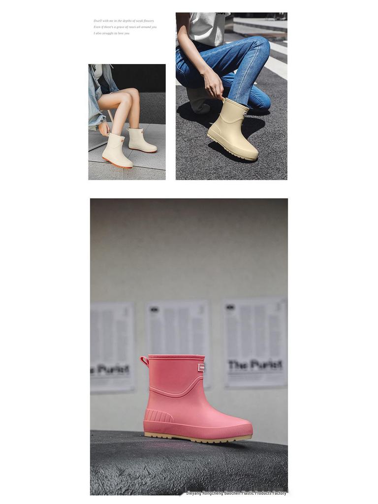 Women's Non-Slip Mid-Calf Japanese Rain Boots - Fashionable Waterproof Outerwear Shoes