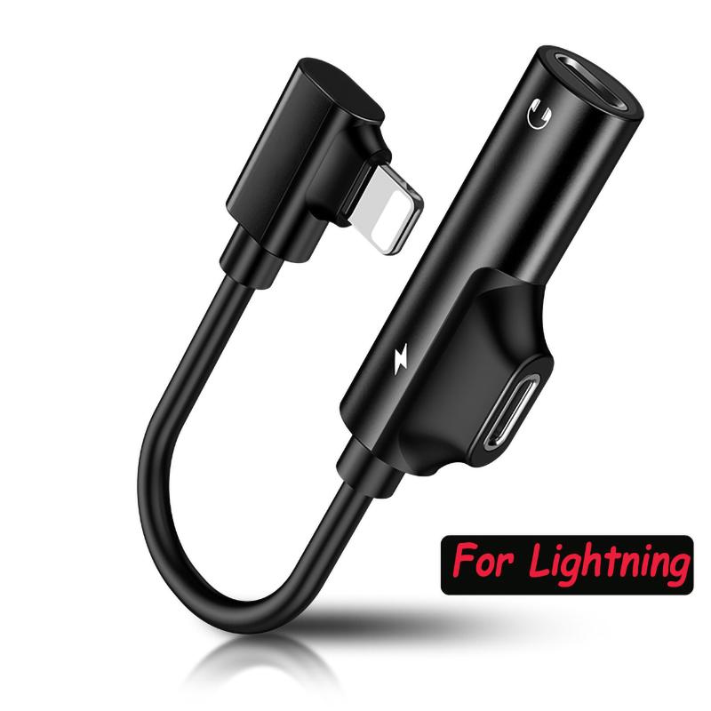 AUX Lightning USB C To 3.5mm Jack Audio Charging 2 In 1 Connector Earphone Changer Dual Plug For Iphone 11 12 Huawei Xiaomi Mi Note 7 8 9 Type-C Cable