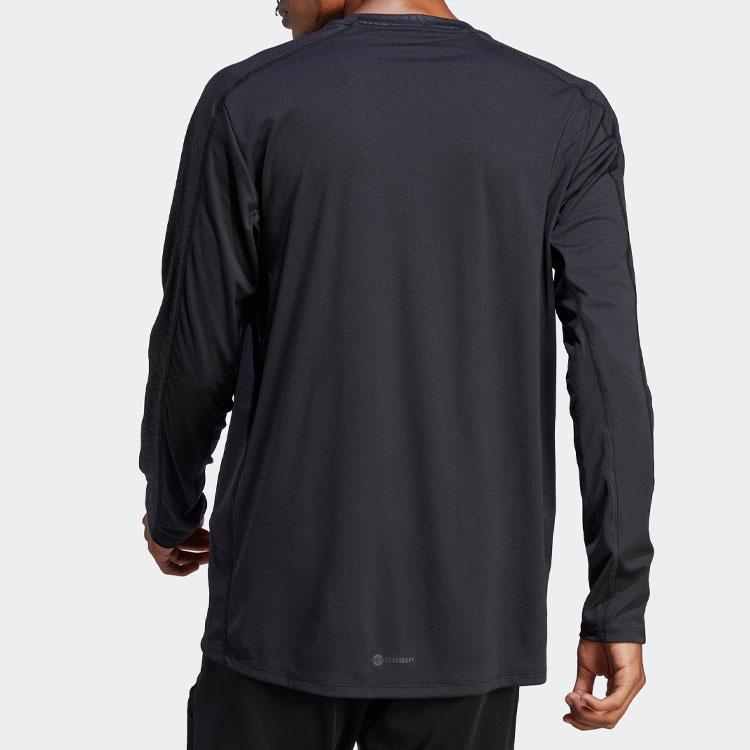 Adidas Solid Color Crew Neck Long Sleeve T-Shirt Men Tops Black HS7495