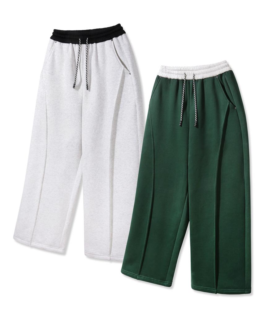 ALVINCLO [2Pack][Fleece-Lined] String Point Elastic Waist Color Peach Fleece-Lined Sweatpants 2-Piece Package