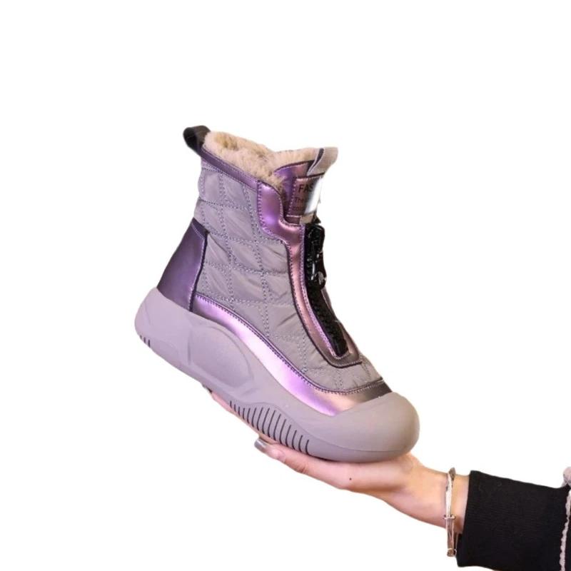 Winter New Versatile Shoes Ladies Soft Sole Cotton Footwear Retro Waterproof Snow Boots Plush High Top Women's Shoes Mujer