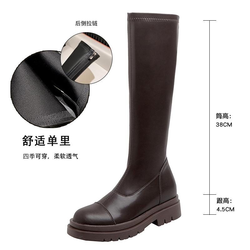 Высокие сапоги для женщин, но выше колена Новые осенне-зимние сапоги-рыцари на платформе Маленькие бархатные эластичные тонкие сапоги