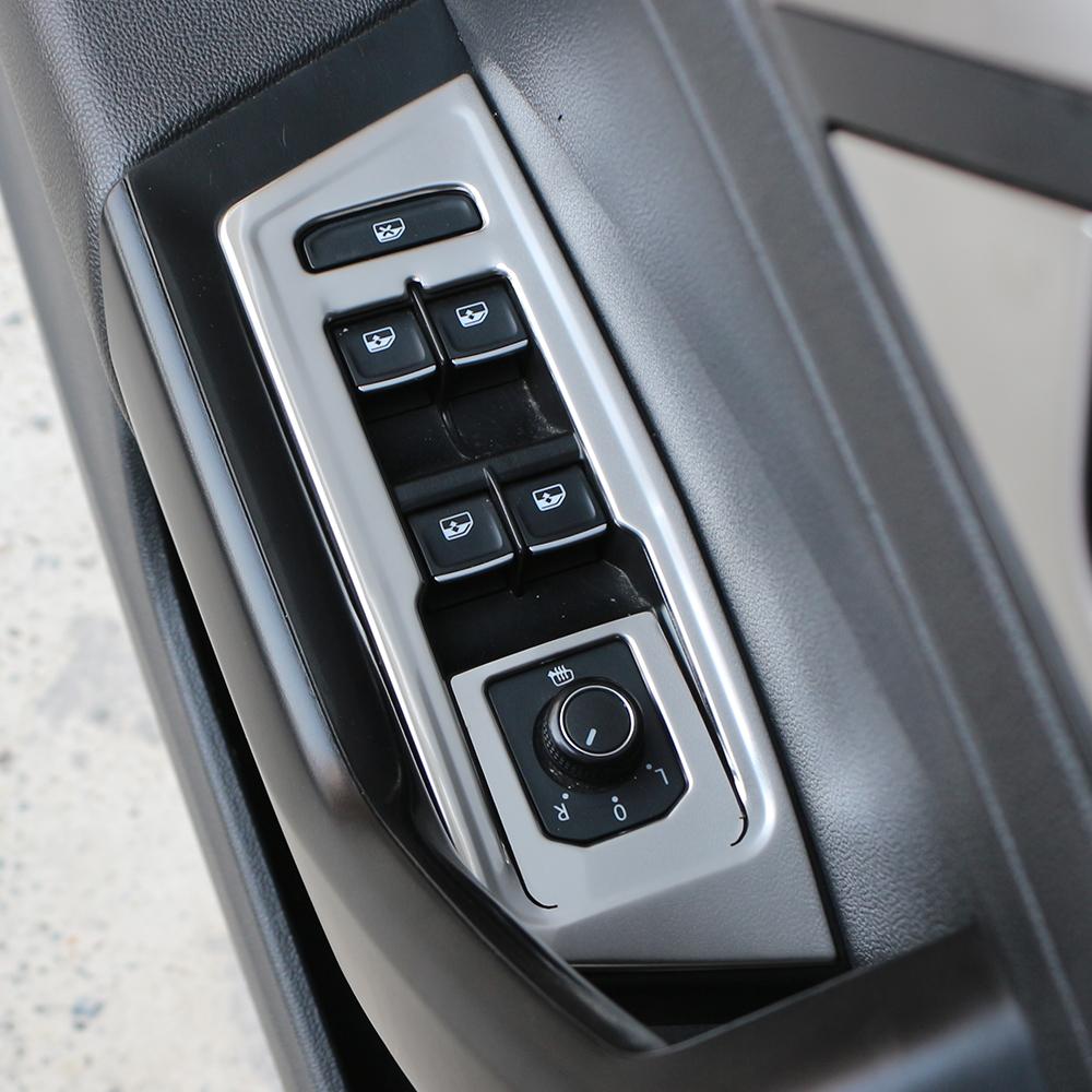 4 шт., кнопка подъема окна автомобиля, панель, наклейка, наклейка для Volkswagen VW T-roc Troc 2018-2022, украшение из нержавеющей стали