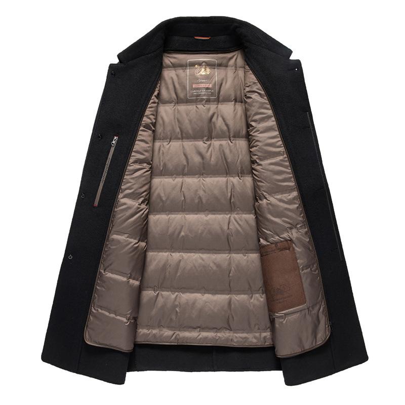 Зимнее шерстяное пальто для мужчин среднего возраста, пуховик для папы, кашемировая ветровка, двухстороннее шерстяное пальто с толстыми лацканами