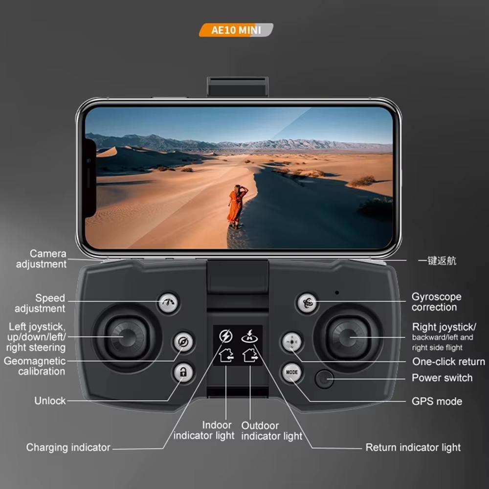 Новый AE10 MINI Light Drone Складной профессиональный 8K ESC HD Двойная камера GPS/оптическое позиционирование потока Бесщеточный WIFI FPV Квадрокоптер Игрушка ПОДАРОК