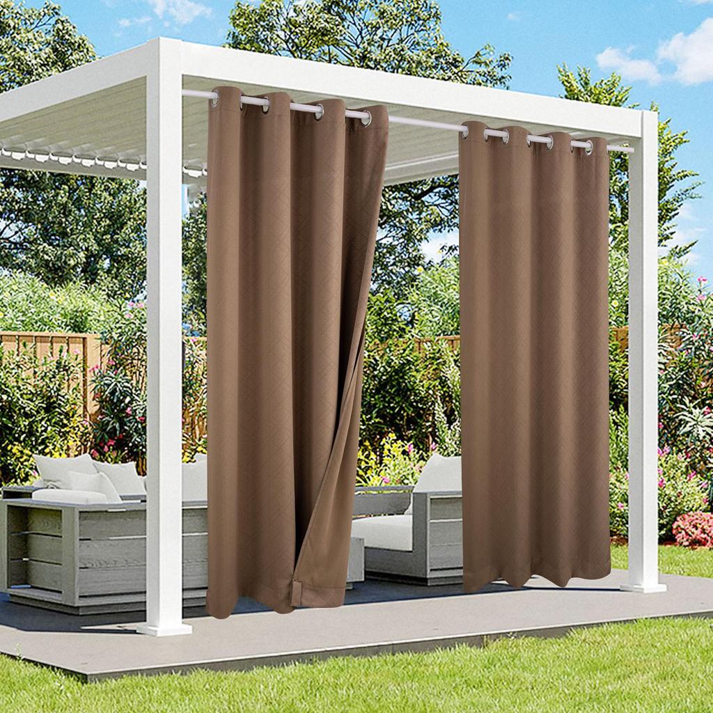 1 Panel Outdoor Curtains, Waterproof UV Protection Blackout Curtain with Eyelets, 3D Textured Indoor Outdoor Drapes for Garden, Pergola, Gazebo