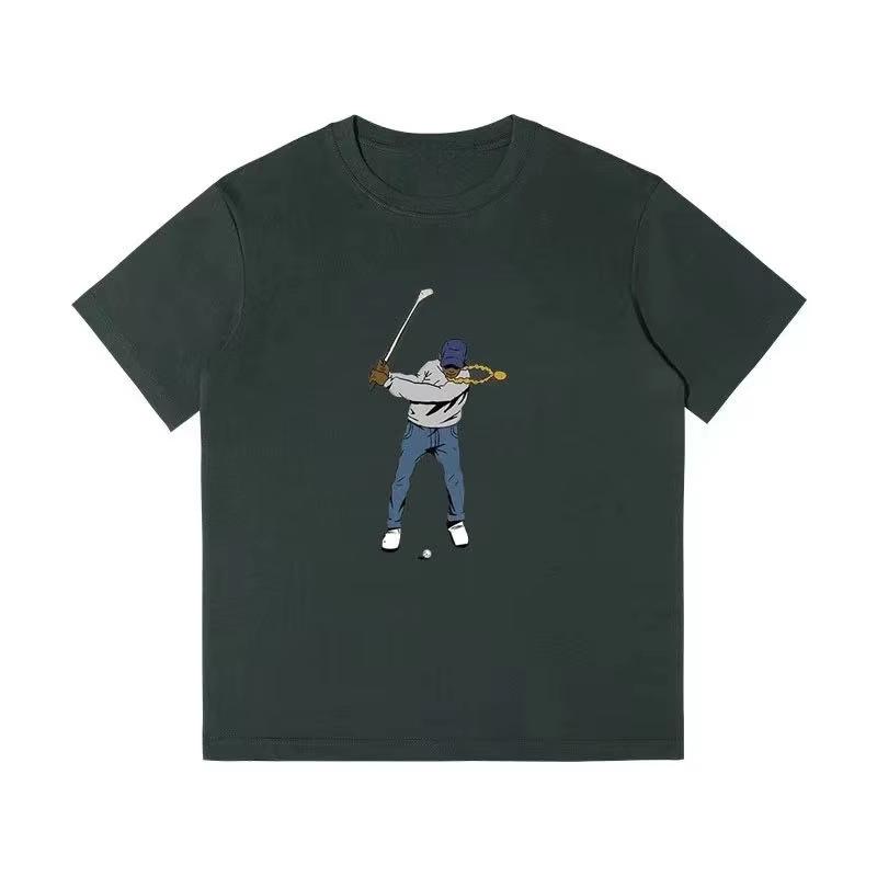 2025 New Korean Style Golf Wear For Unisex Unisex Printed Cotton Crew Neck Short Sleeve TShirt Breathable Harajuku Casual Tops