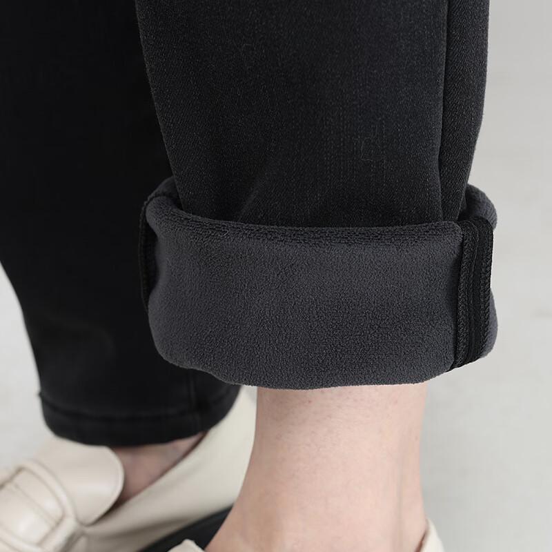 Женские джинсы прямого кроя с флисовой подкладкой, средней посадки