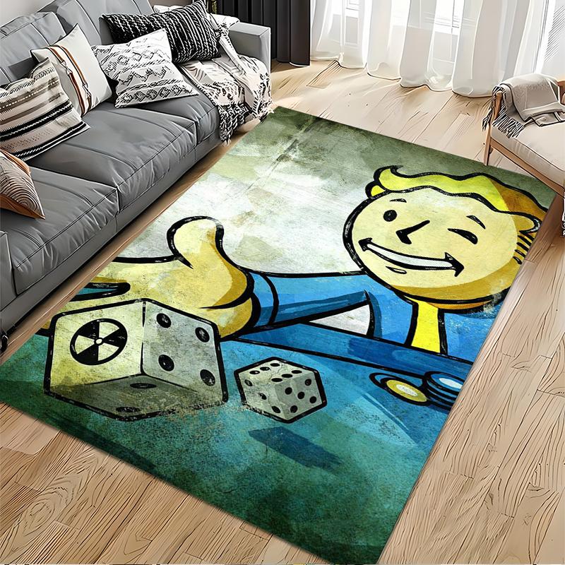 Smiling Cartoon Character with Dice Rug Non-slip rug suitable for living room and bedroom sofas.
