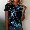 Женская футболка, корейская одежда, модная верхняя одежда с круглым вырезом и коротким рукавом с кошачьим принтом, летняя свободная одежда, женская элегантная футболка