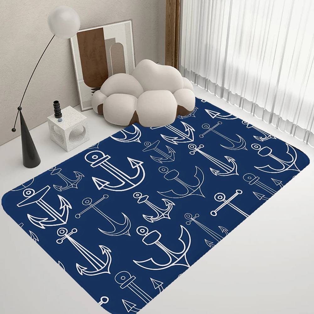 Nautical Anchor Floor Mat INS Style Soft Bedroom Floor House Laundry Room Mat Anti-skid Household Carpets