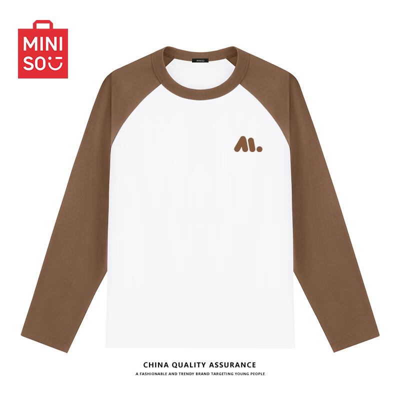 MINISO Men's American Style Raglan Color Block Long Sleeve T-Shirt