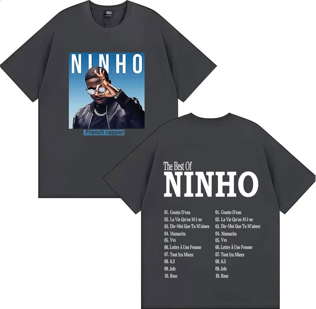 Французский Поп-рэпер Ninho Готическая Графика Высококачественная Футболка Оверсайз Повседневная Хлопковая Футболка Мужская Женская Хип-Хоп Футболки Streetwear