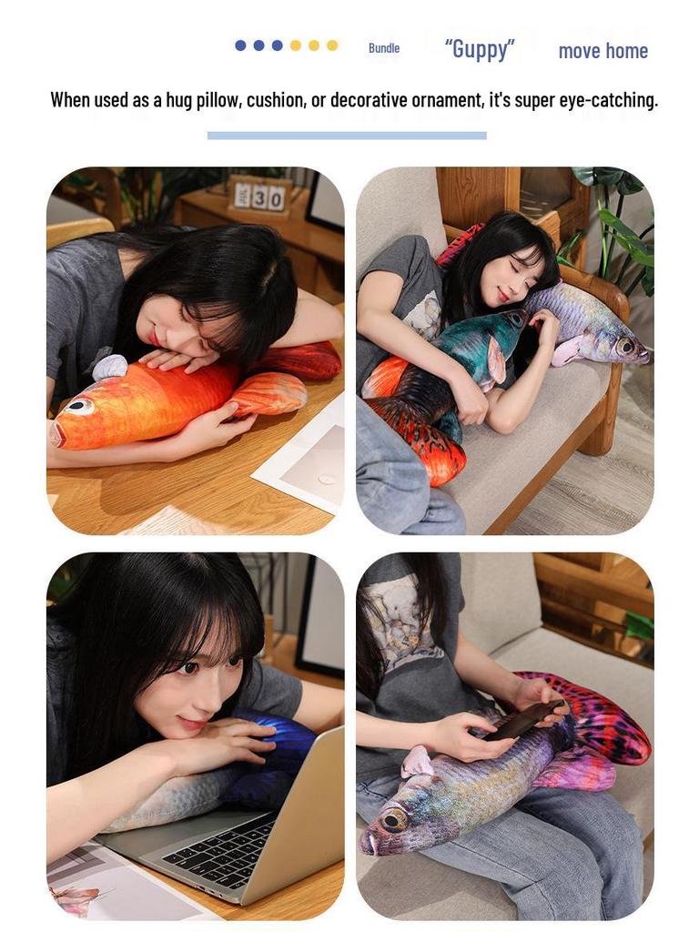 Плюшевая игрушка «Цветная гуппи» - Игрушка-подушка, имитирующая тропическую рыбу