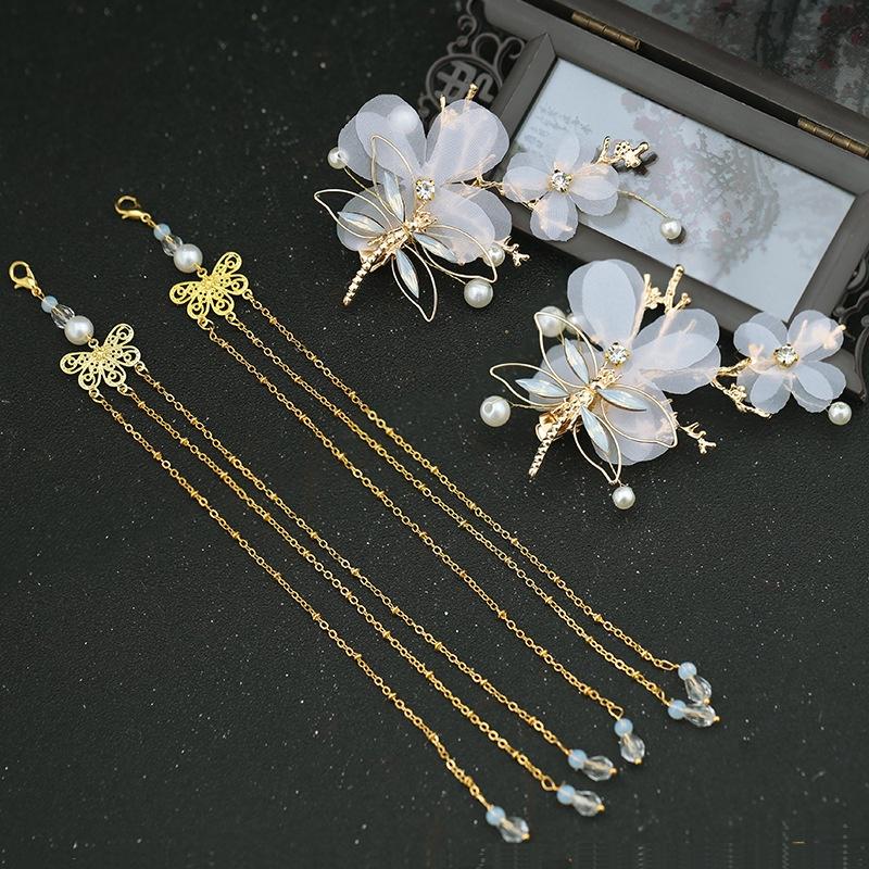 1pc/2pcs Elegant Classical Style Dragonfly Traditional HANFU Chinese Tassel Hairpin Headwear Hair Cl