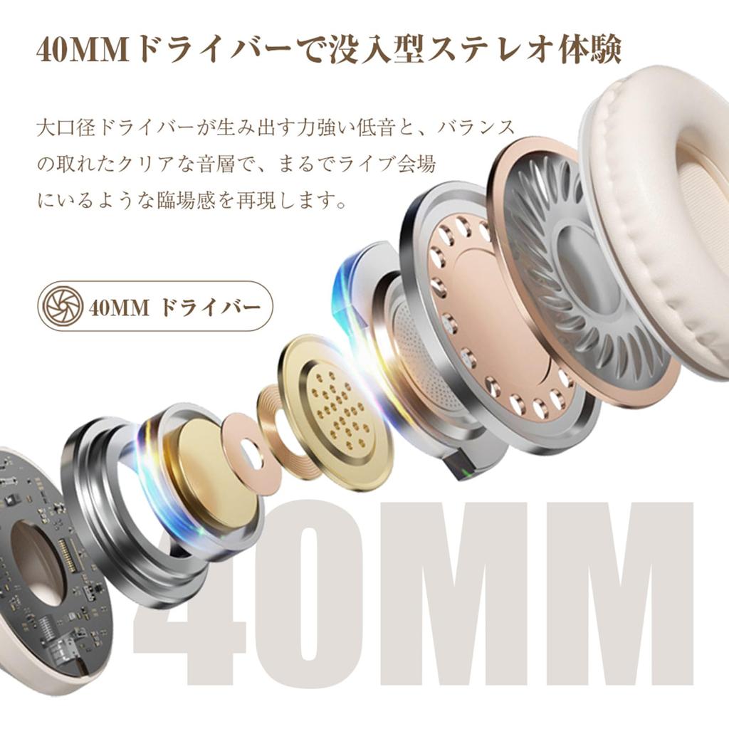 Магазин Meisei Bluetooth Проводные и MicroSD-карта Hi-Fi Звук до 23 часов непрерывной работы Совместимость с двумя устройствами и Хаки Белый 6.1 Накладные