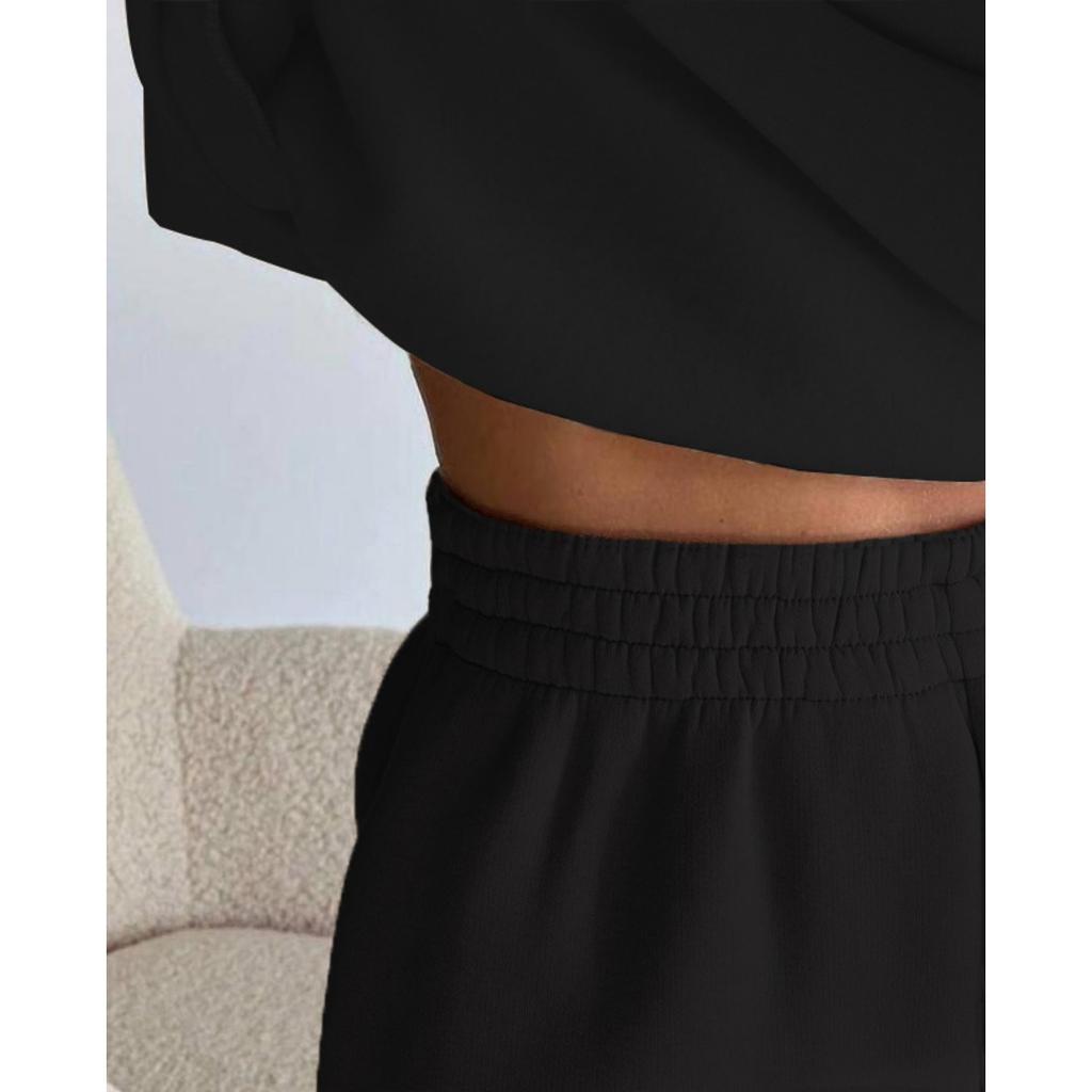 Весенне-осенний женский модный худи с воротником на пуговицах и свободные брюки, комплект худи