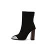 Black Wine Red Women Mid Calf Boots High Heel Big Size 50