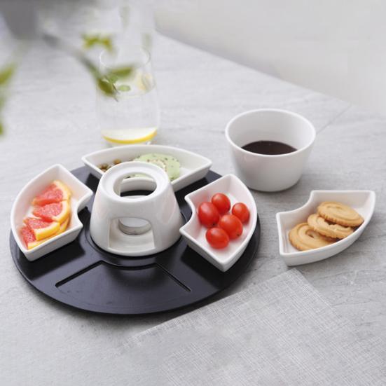 Керамический набор для подогрева шоколадного фондю и масла, чаша для расплавления сырной карамели, устойчивая к высоким температурам керамика, равномерный нагрев, набор для погружения в шоколад