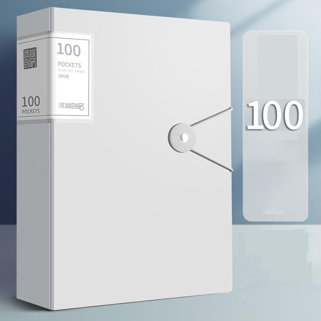 A4 Data Storage Book-100 Pages, Transparent File Pocket Storage and Organization, Document Data Sorting Book, Folder