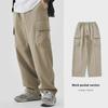 Однотонный мужской японский прямой комбинезон - модный гонконгский стиль, свободный крой, широкие повседневные брюки с карманами