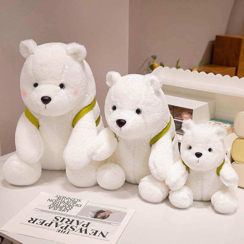Cartoon Backpack Polar Bear Doll Sitting White Bear Plush Toy For Girlfriend Valentine'S Day Gift Bear Throw Pillow