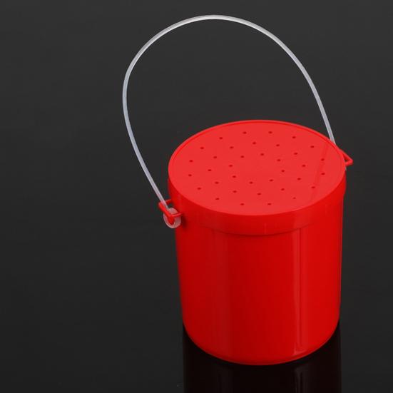 Live Bait Bucket with Portable Handle Breathable Anti-drop Cover Fishing Earthworm Storage Box Small Live Red Worm Container Fishing Accessories